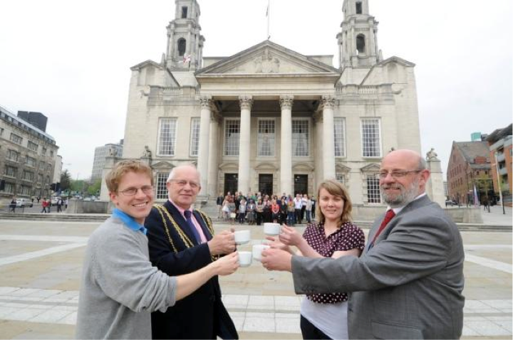 Former Lord Mayor Cllr Murray, Former Councillor John Hardy, Mary Halsey and Dave Paterson from Unity in Poverty Action (UPA).